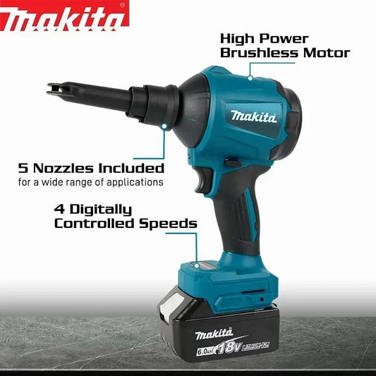 Makita DAS180 18V LXT Brushless Cordless Air Blower Nozzles - Clean Dust/Leaves/Cars/Electronics & Workshop (Tool Only)