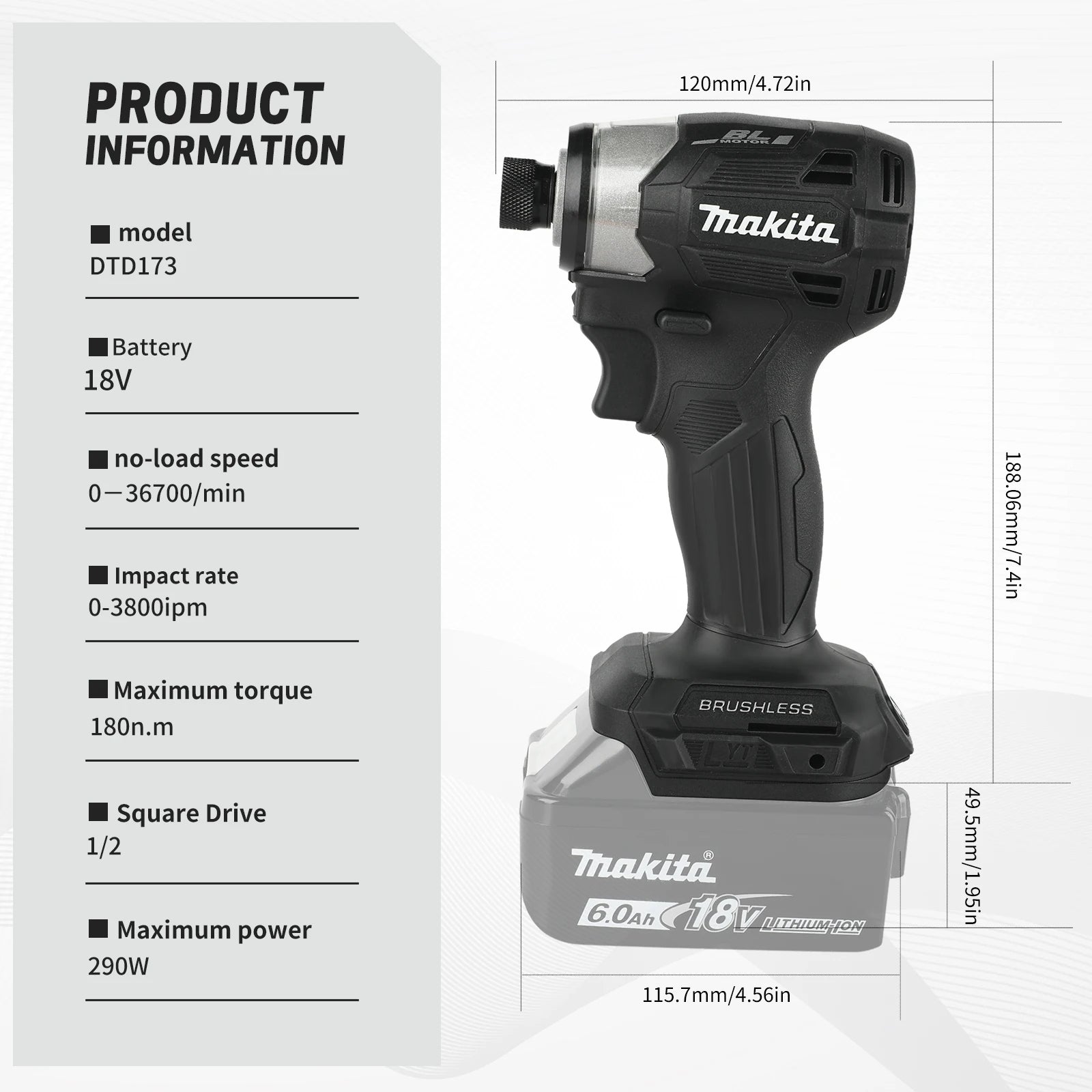 Makita DTD173 18V Cordless Brushless Impact Driver (Body Only)
