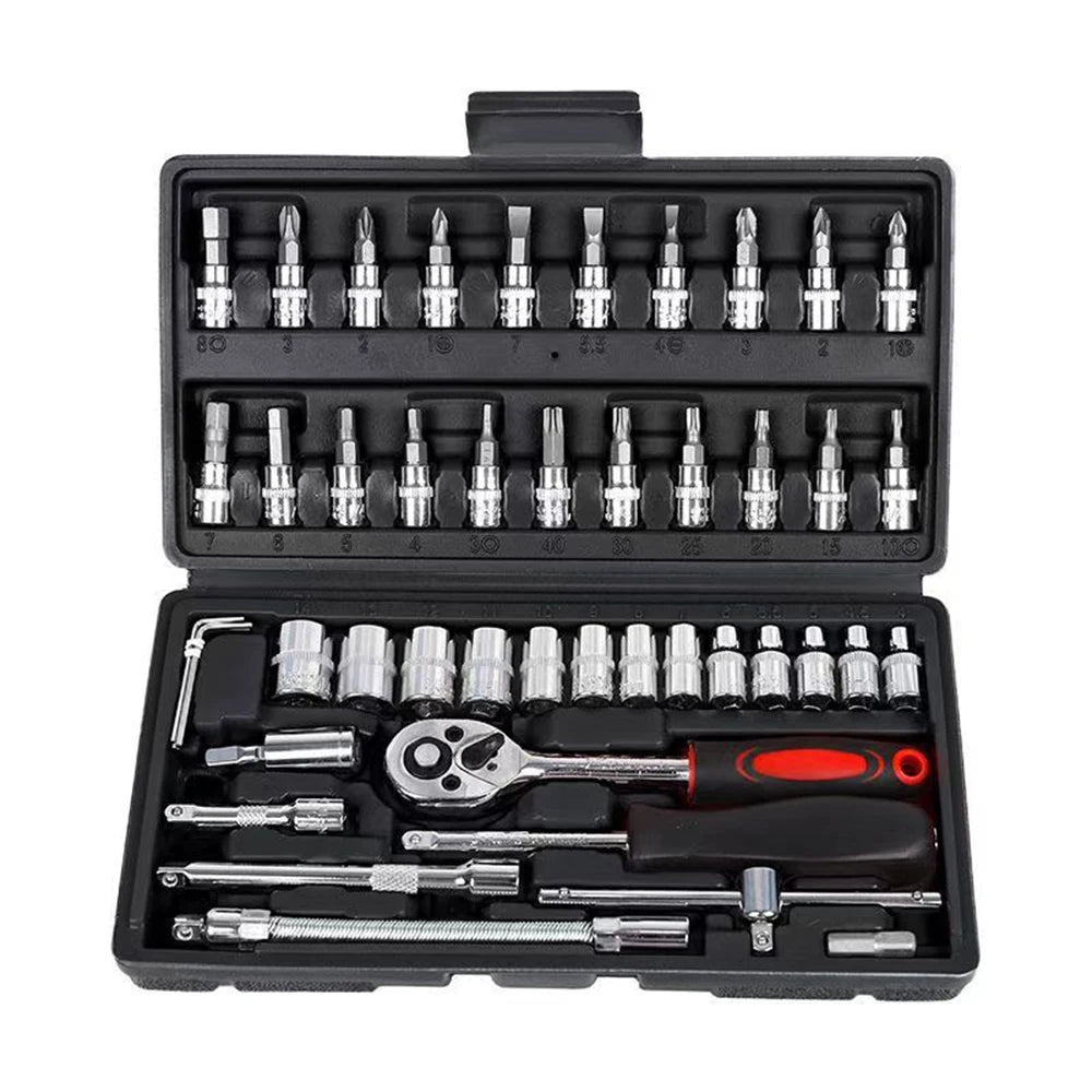 Ratchet Wrench Tool Set 1/4 Metric Socket Wrench Household Manual Repair Tools for Bike Repair
