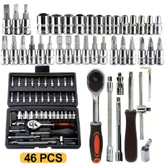 Ratchet Wrench Tool Set 1/4 Metric Socket Wrench Household Manual Repair Tools for Bike Repair