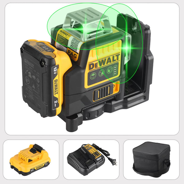 2026 DEWALT DW089LG Laser Level 12-Line 3-Sides 360-Degree Vertical Lines Outdoor Use with 12V Lithium Battery Laser Level Meter
