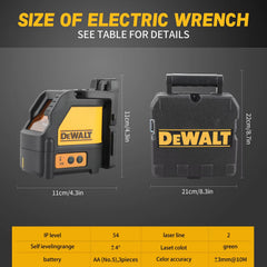 DEWALT Laser Level 2-Line Cross Line Green Light Automatic Leveling High Precision Horizontal Vertical Laser Level DW088CG